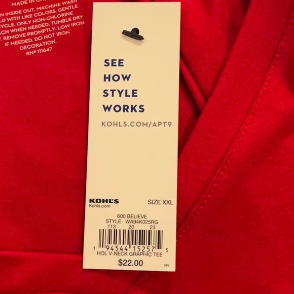 NWT - Apt9 Christmas T-shirt “Believe” - Picture 5 of 5